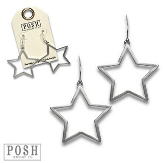 Matte finish open star earring - LC