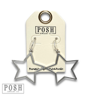 Matte finish open star earring - LC