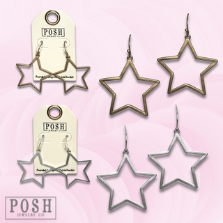 Matte finish open star earring - LC