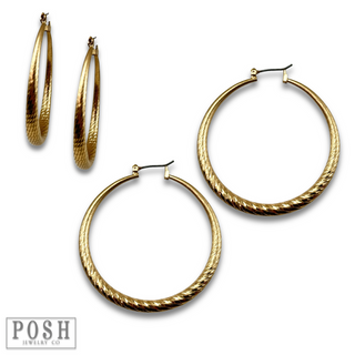 Textured metal hoop earring, last call