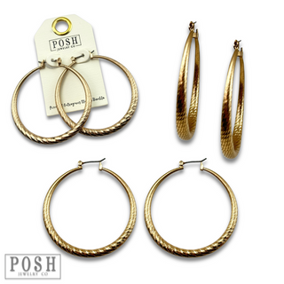 Textured metal hoop earring, last call