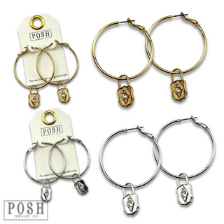 Hoop earring with lock charm, last call