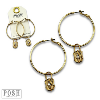 Hoop earring with lock charm, last call