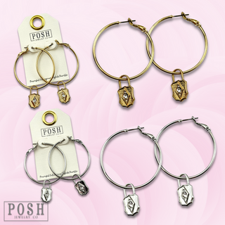 Hoop earring with lock charm, last call