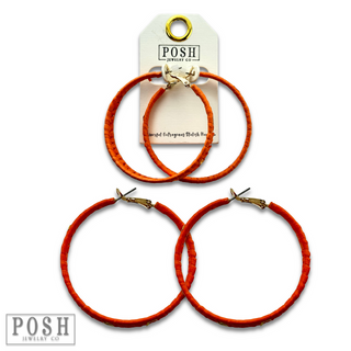 Woven gold flecked raffia hoop earring, last call