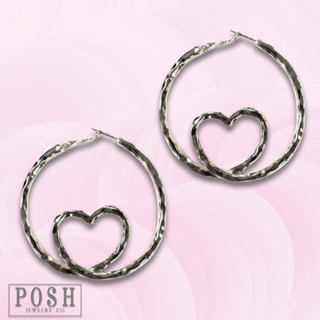 Twisted heart hoop earring - LC