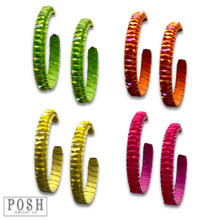 Hoop earring with wrapped crystal beads, last call