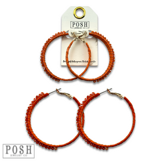 Hoop earring with wrapped crystal beads, last call