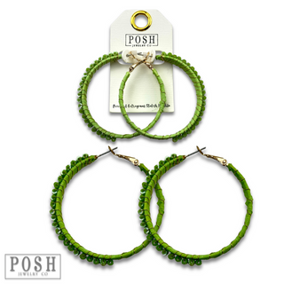 Hoop earring with wrapped crystal beads, last call
