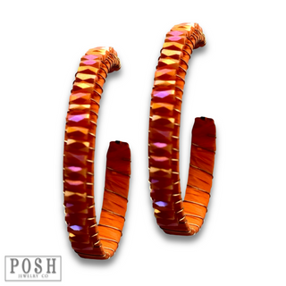 Hoop earring with wrapped crystal beads, last call