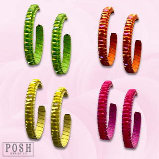 Hoop earring with wrapped crystal beads, last call