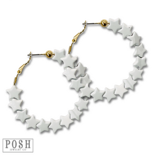 Metallic star hoop earring - LC