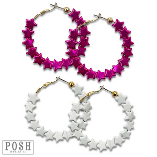Metallic star hoop earring - LC