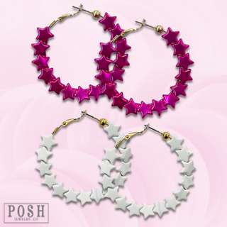 Metallic star hoop earring - LC