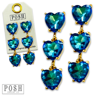 Triple heart rhinestone earring - LC