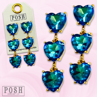 Triple heart rhinestone earring - LC