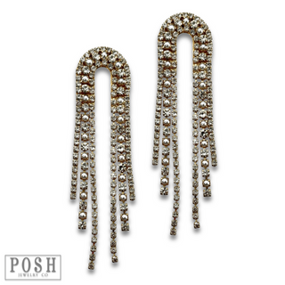 Arched rhinestone fringe earring - LC
