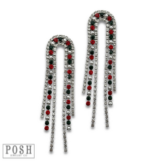 Arched rhinestone fringe earring - LC