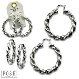 Twisted metal hoop earring - LC