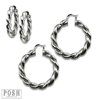 Twisted metal hoop earring - LC