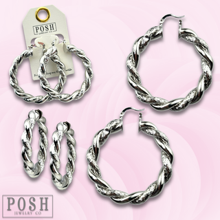 Twisted metal hoop earring - LC