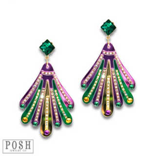 Mardi Gras fan earring