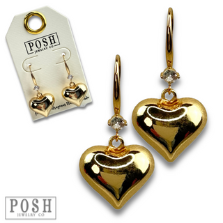 Shiny finish puffed heart charm earring
