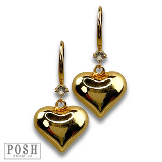 Shiny finish puffed heart charm earring
