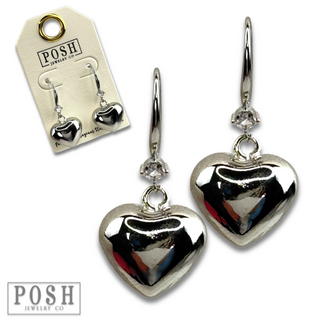 Shiny finish puffed heart charm earring