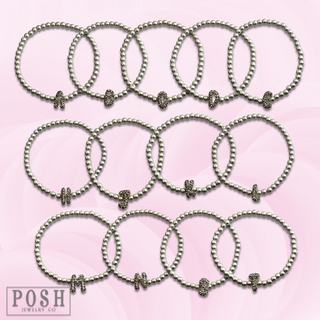 Bead bracelet with rhinestone inital