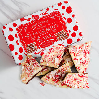 Handmade Layered Salted Caramel Dark White Chocolate Peppermint Bark 1lb Holiday Bark Squares Christ
