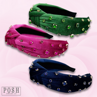 Velvet rhinestone headband - LC