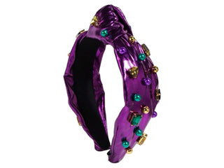 *Mardi Gras Headband - Purple Leather with Rhinestone