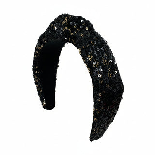 Headband Knot - Sequin Black and Gold Mix