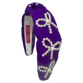 Headband Knot - Purple with Pearl Bow