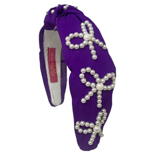 Headband Knot - Purple with Pearl Bow