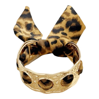 Scarf Cuff Bracelet - Circle - Brown Leopard