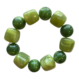 Mix Bead Stretch Bracelet - Greens