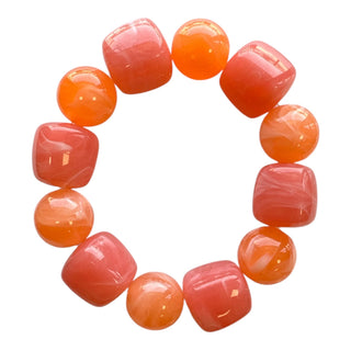 Mix Bead Stretch Bracelet - Coral/Pink