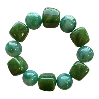 Mix Bead Stretch Bracelet - Green and Mint
