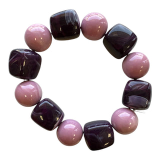 Mix Bead Stretch Bracelet - Purple and Lavender