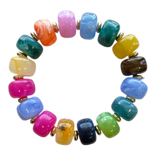 Bauble Bead with Gold Bead Stretch Bracelet - Multi