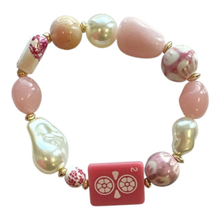 Mahjong Stretch Bracelet - Pink Dot
