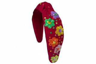 Headband Knot - Sequin Rainbow Daisy