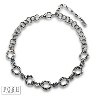 Chain necklace with rhinestone squares - LC