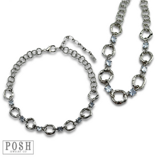 Chain necklace with rhinestone squares - LC