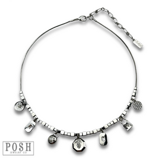 Cube bead and rhinestone charm necklace - LC
