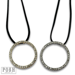 Round rhinestone pendant necklace - LC