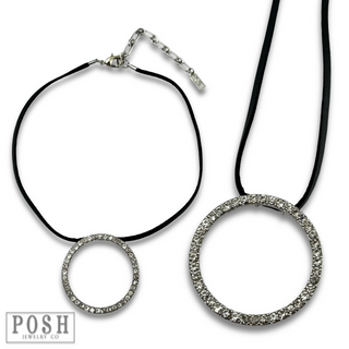 Round rhinestone pendant necklace - LC