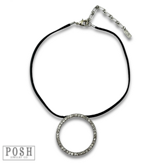 Round rhinestone pendant necklace - LC